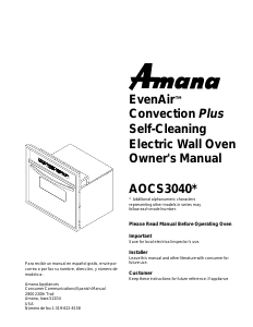 Manual Amana AOCS3040WW Oven