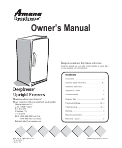 Manual Amana AFU1567BW Freezer