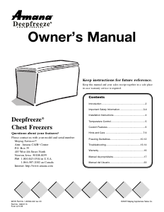 Manual de uso Amana AQC0722BRW Congelador