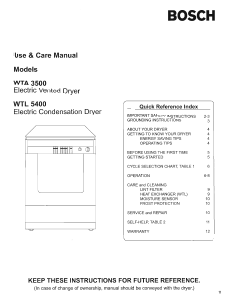 Manual Bosch WTA3500 Dryer