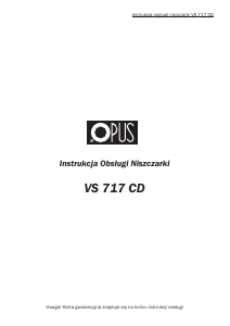 Bruksanvisning Opus VS 717 CD Dokumentförstörare
