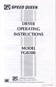 Manual Speed Queen FG0380 Dryer