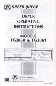 Bruksanvisning Speed Queen FG3861 Torktumlare