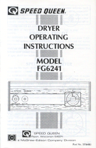 Bruksanvisning Speed Queen FG6241 Torktumlare