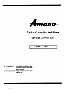 Manual Amana ACO27DE Oven