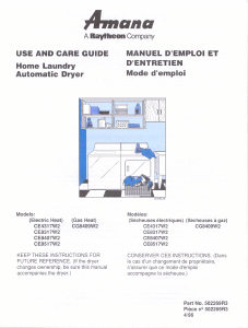 Manual Amana CE8317W2 Dryer