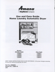 Manual Amana LE9002 Dryer