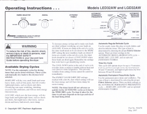 Bruksanvisning Amana LED32AW Torktumlare