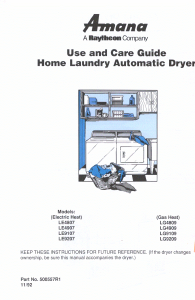 Manual Amana LG4809W Dryer