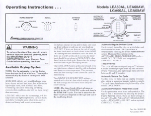 Manual Amana LGA60AW Dryer