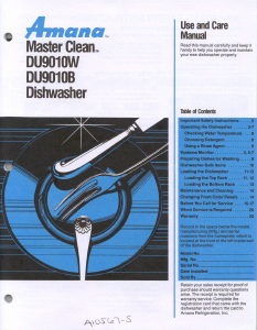 Handleiding Amana DU9010B Master Clean Vaatwasser