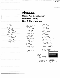 Manual Amana 18C3HEV Air Conditioner