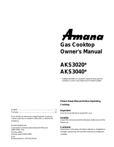 Handleiding Amana AKS3020W Kookplaat