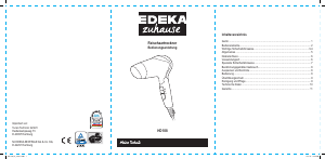 Bedienungsanleitung Edeka HD108 Haartrockner