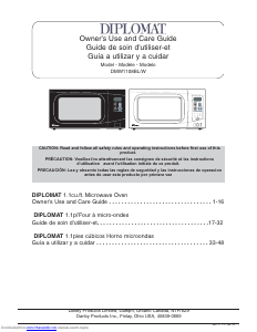 Bruksanvisning Diplomat DMW1108W Mikrovågsugn