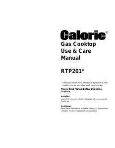 Handleiding Caloric RTP201UL Kookplaat
