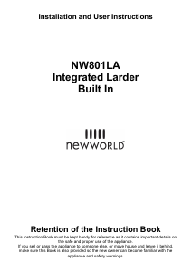 Bruksanvisning New World NW801LA Kylskåp