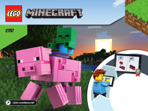 Руководство ЛЕГО set 21157 Minecraft Большие фигурки Minecraft, Свинья и Зомби-ребёнок