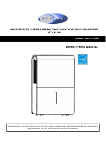 Bruksanvisning Whynter RPD-711DWP Avfuktare