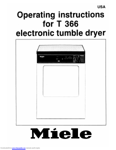 Manual Miele T 366 Dryer