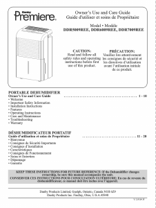 Manual Danby DDR5009REE Dehumidifier