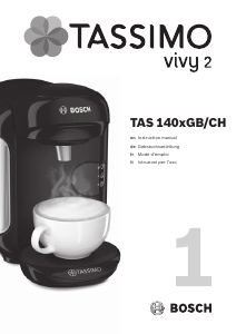 Manuale Bosch TAS1404CH Tassimo Vivy 2 Macchina da caffè