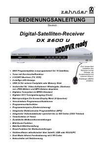 Bedienungsanleitung Zehnder DX 2600 U Digital-receiver