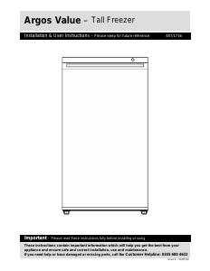 Handleiding Argos ATF55143W Vriezer