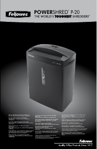 Mode d’emploi Fellowes P-20 Powershred Destructeur