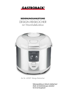 Bedienungsanleitung Gastroback 42507 Design Reiskocher