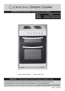 Bruksanvisning Cookworks CET60W Spis