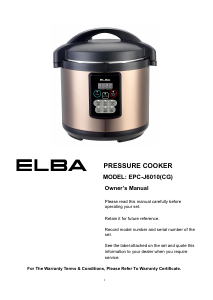 Elba pressure cooker manual sale