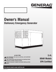 Bruksanvisning Generac QT08054JVAX Generator