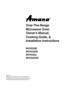 Mode d’emploi Amana MVH350L Micro-onde