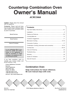 Manual de uso Amana ACM1580AB Microondas