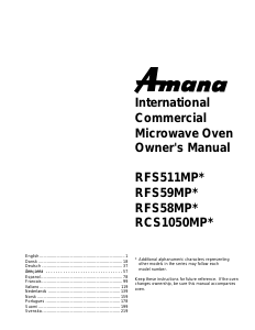 Käyttöohje Amana RCS820BL Mikroaaltouuni