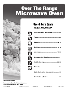 Manual Amana AMV1162AAW Microwave