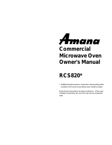 Handleiding Amana RCS820LW Magnetron