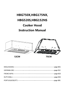 Manual Hoover HBG750X Cooker Hood