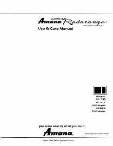 Handleiding Amana RC16SE Radarange Magnetron