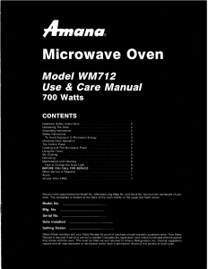 Handleiding Amana WM712 Magnetron