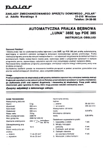 Instrukcja Polar PDE 385 Luna Pralka