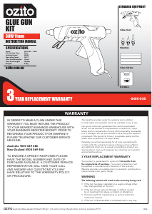 Bruksanvisning Ozito GGK-030 Limpistol