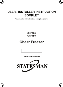 Bruksanvisning Statesman CHF100 Frys