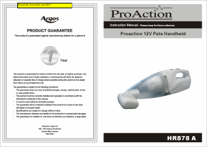 Bruksanvisning ProAction HR878A Handdammsugare