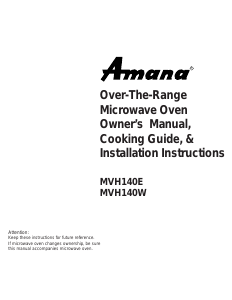 Mode d’emploi Amana MVH140W Micro-onde