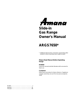 Mode d’emploi Amana ARGS7650SS Cuisinière