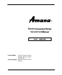 Manual Amana ARHC7700LL Range