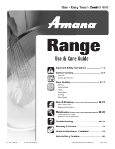 Manual Amana AGR5835QDW Range