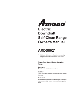 Manual Amana ARDS802SS Range